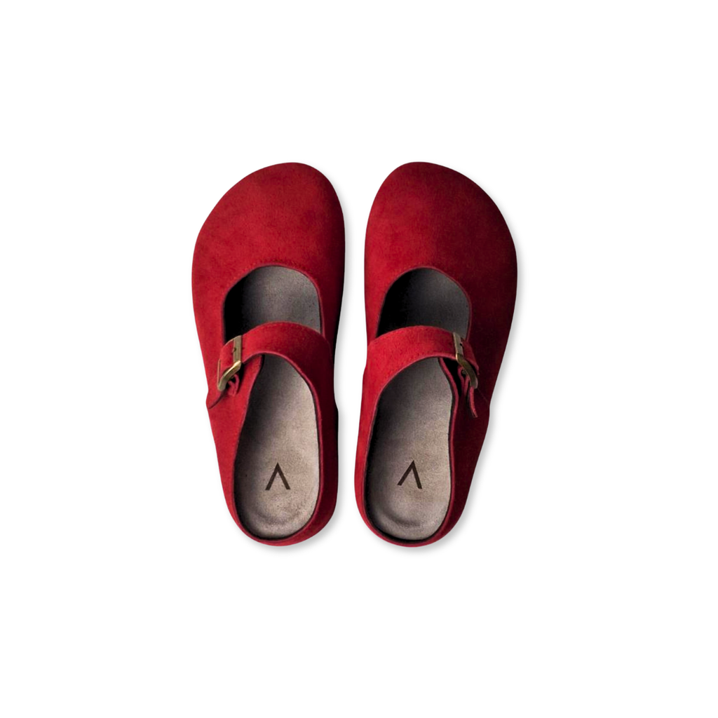 MJ Clogs V2 Non-Slip Prototype Deep Red Suede Leather