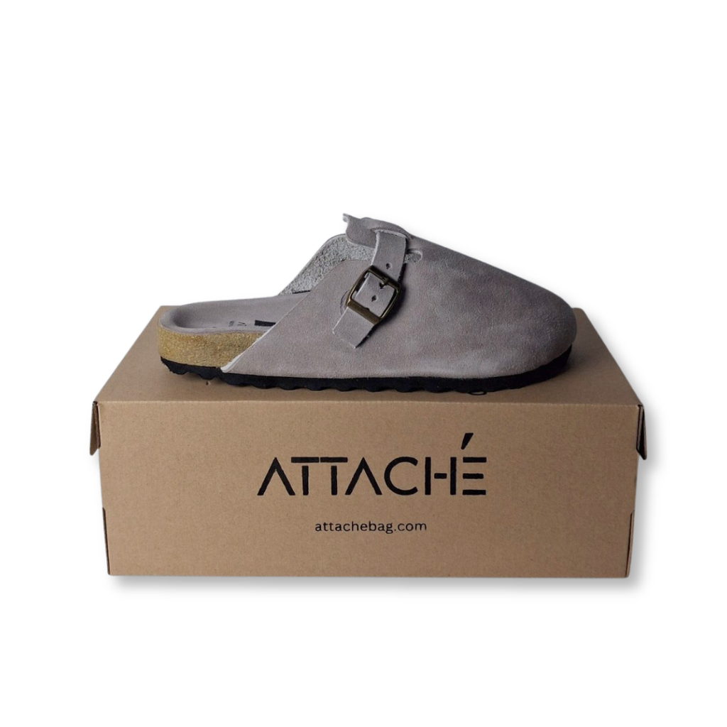 Clogs Taupe Suede Leather