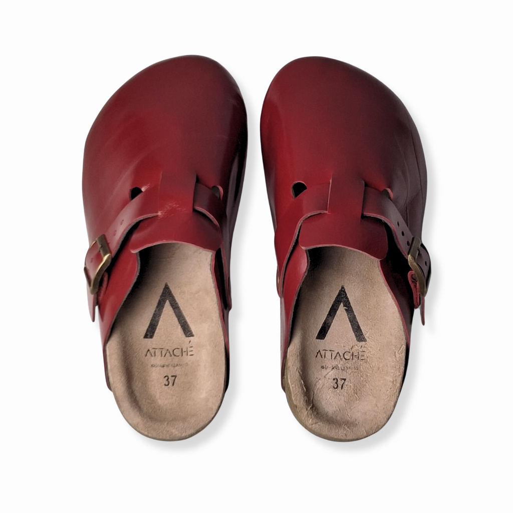 Crumpled Scarlet Clogs Genuine Italian Leather