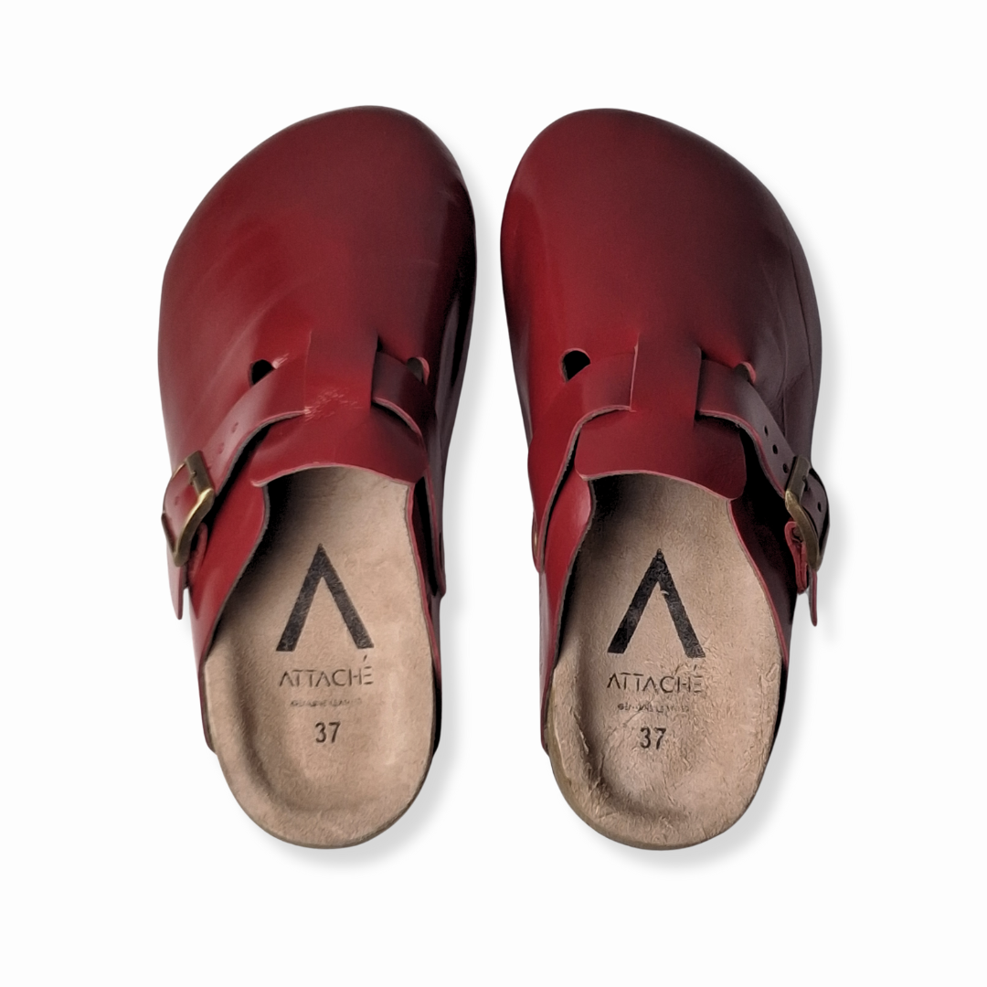Crumpled Scarlet Clogs Genuine Italian Leather