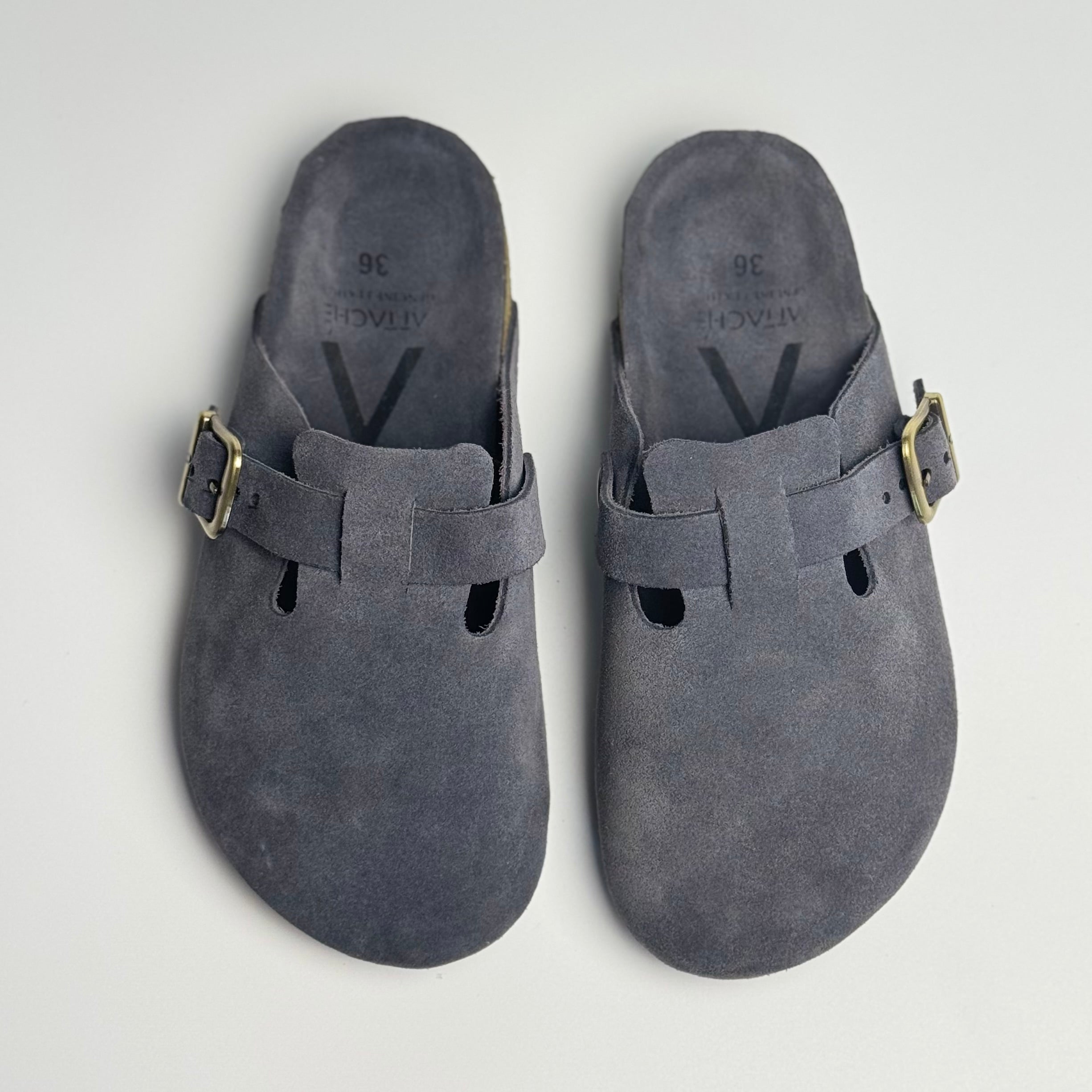 Clogs Genuine Leather Suede “Navy Gray”