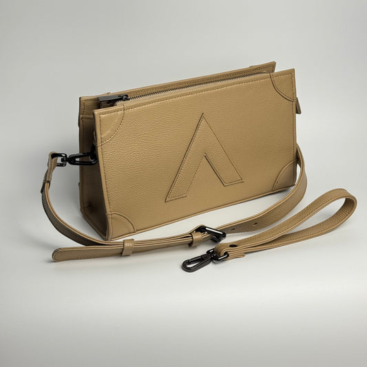 Attaché Clutch+ - Genuine Leather Clutch with Strap “Beige”