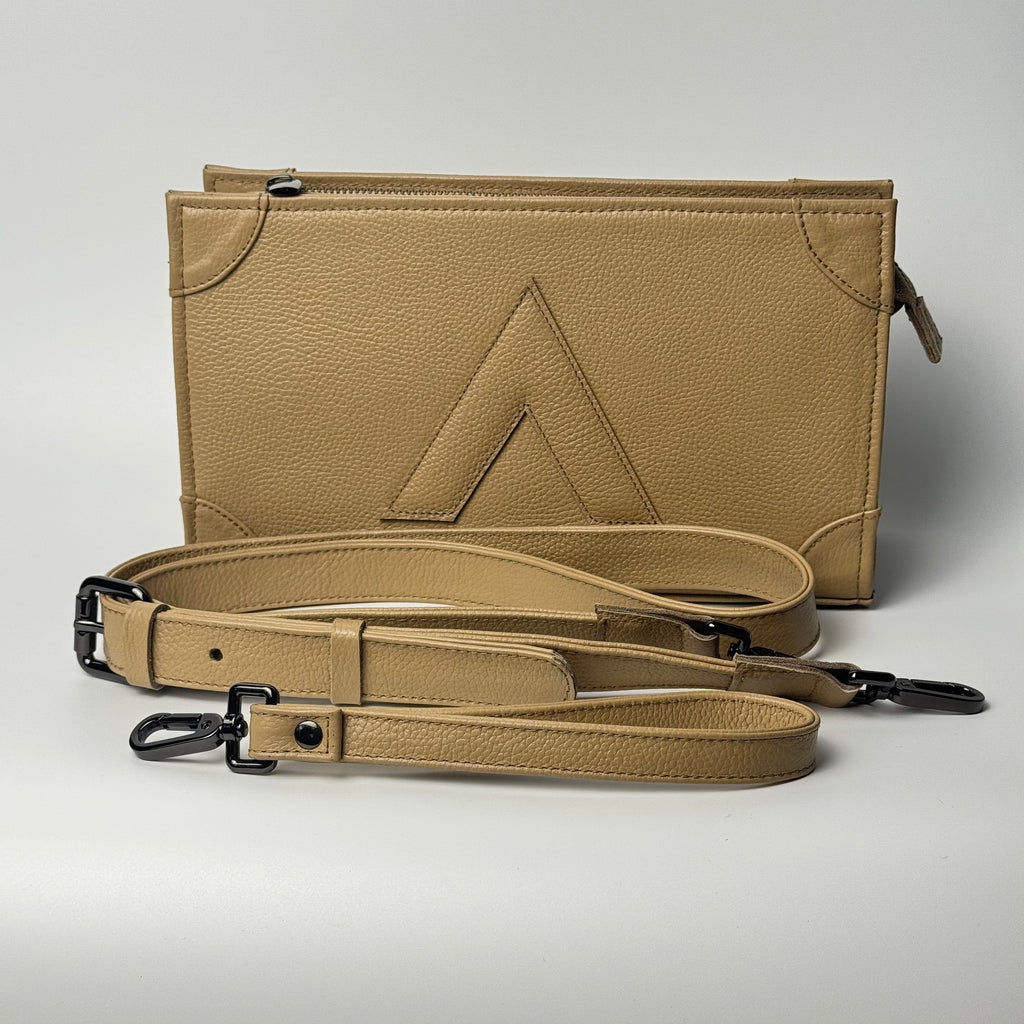 Attaché Clutch+ - Genuine Leather Clutch with Strap “Beige”