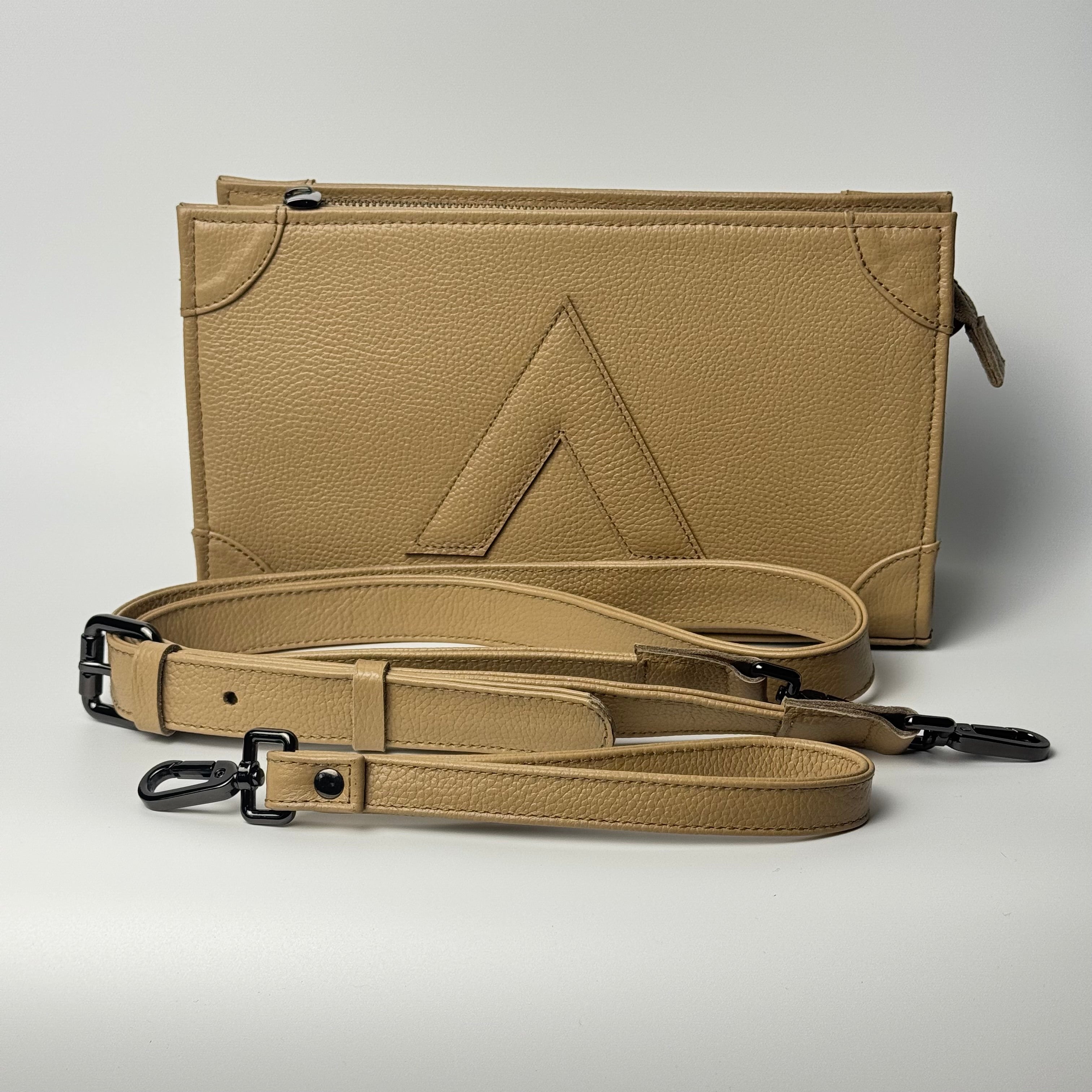 Attaché Clutch+ - Genuine Leather Clutch with Strap “Beige”