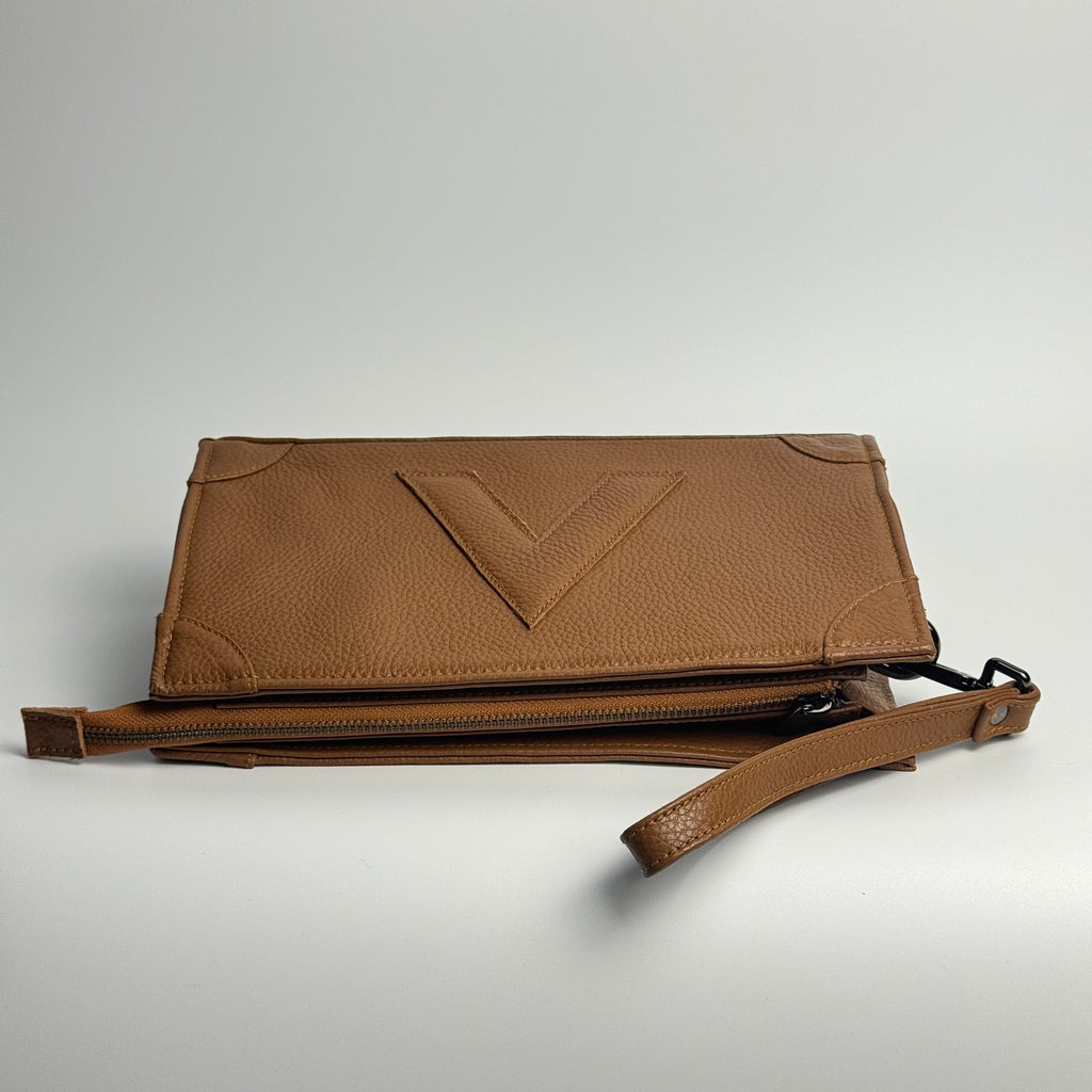 Attaché Clutch+ - Genuine Leather Clutch with Strap “Brown”