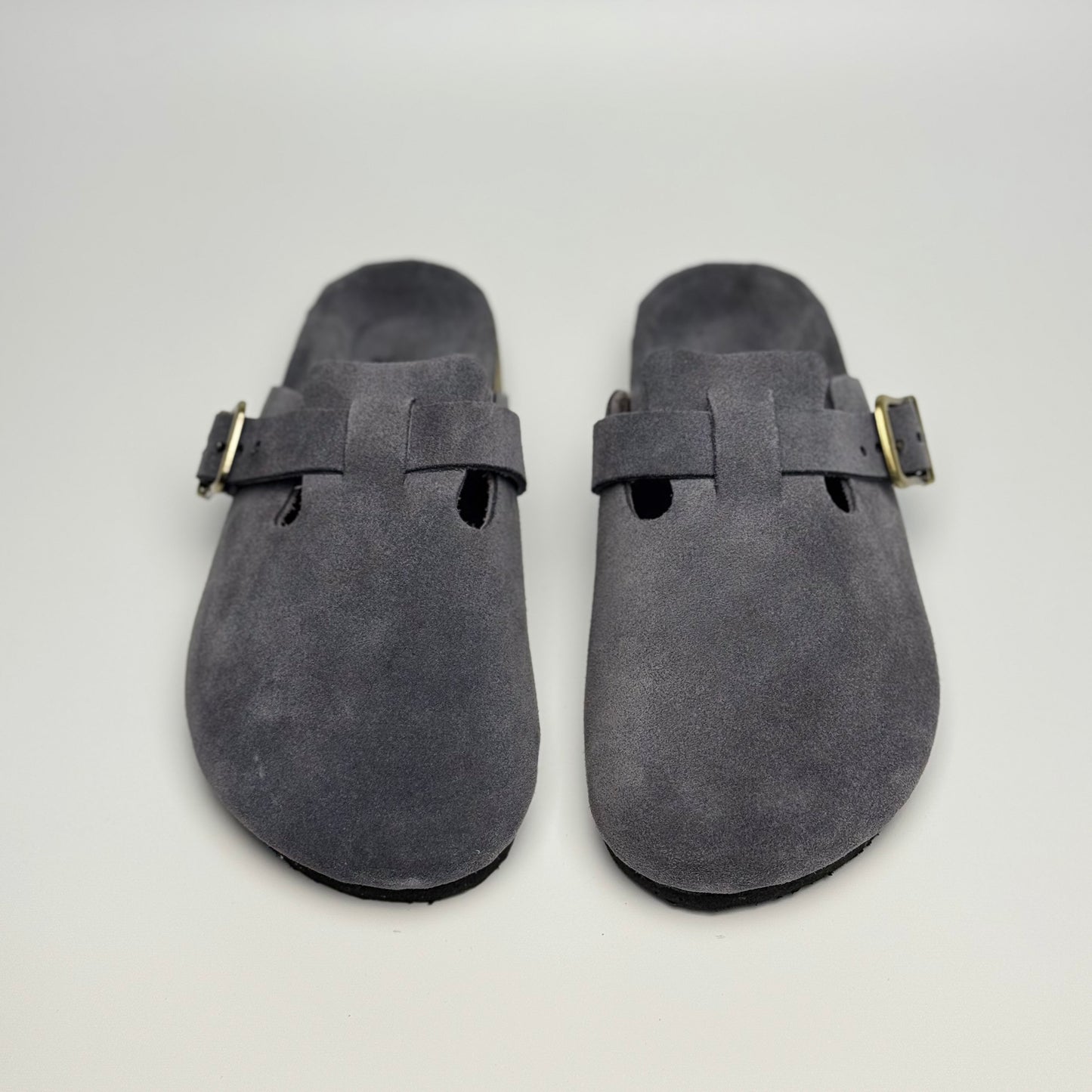 Clogs Premium Genuine Leather Slip-on “Navy Gray”