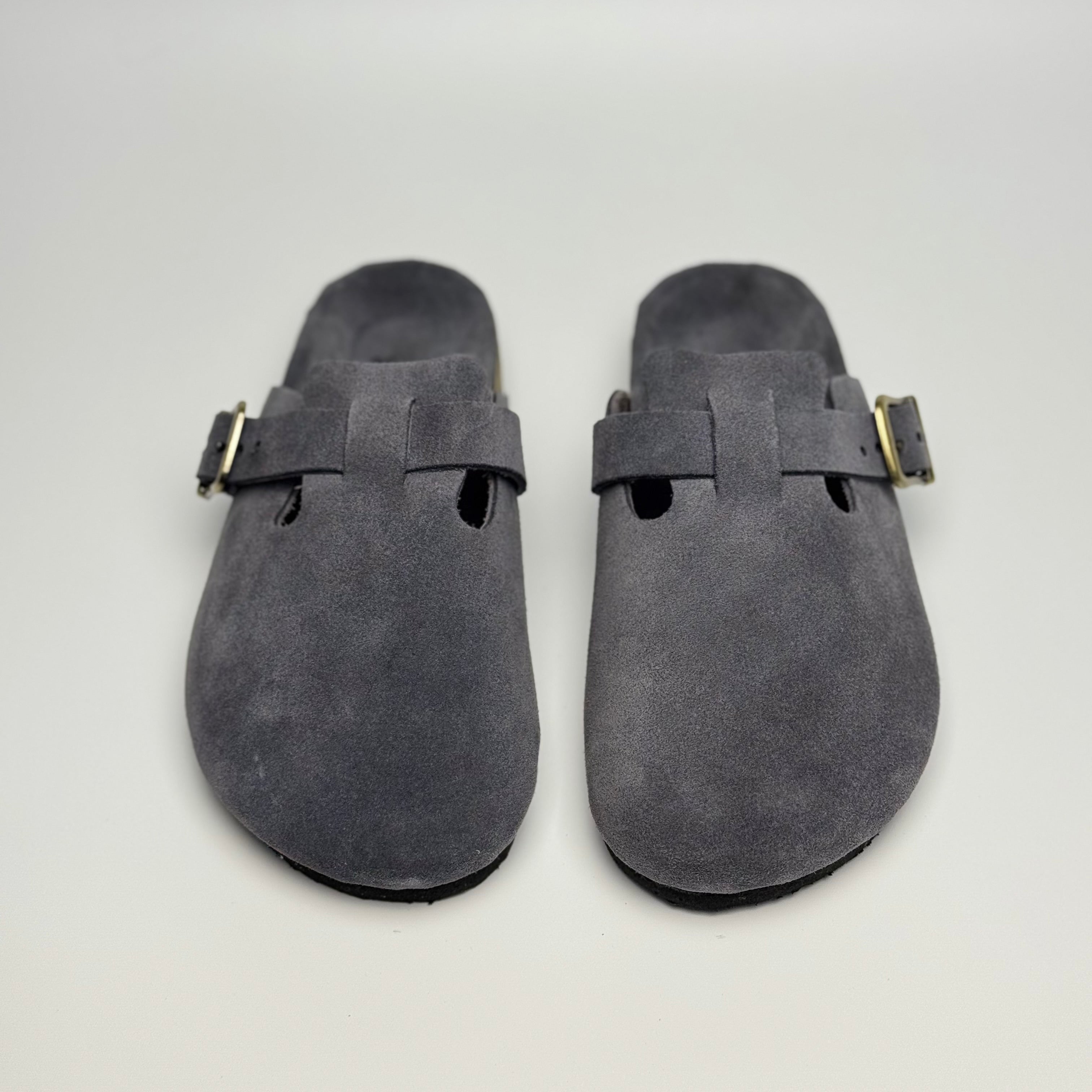 Clogs Genuine Leather Suede “Navy Gray”