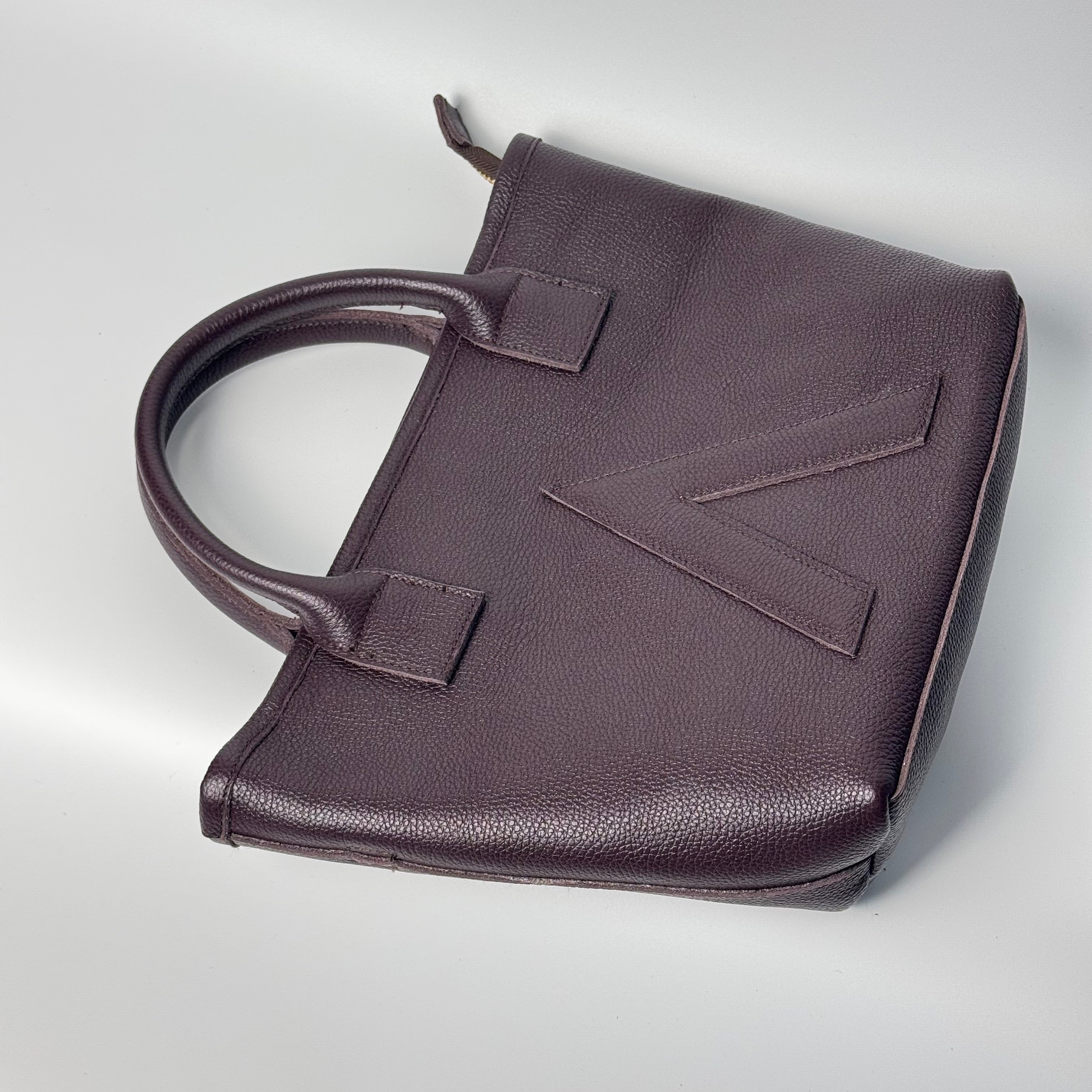 P-TOTE Full Grain Calf Leather (Petite Tote) in Cognac Brown
