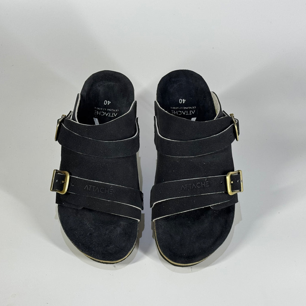 Passeo Double Buckle Genuine Leather Slip-on  "Blackout"