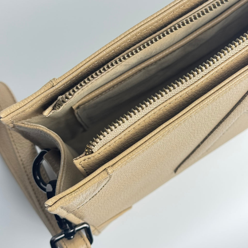 Attaché Clutch+ - Genuine Leather Clutch with Strap “Beige”