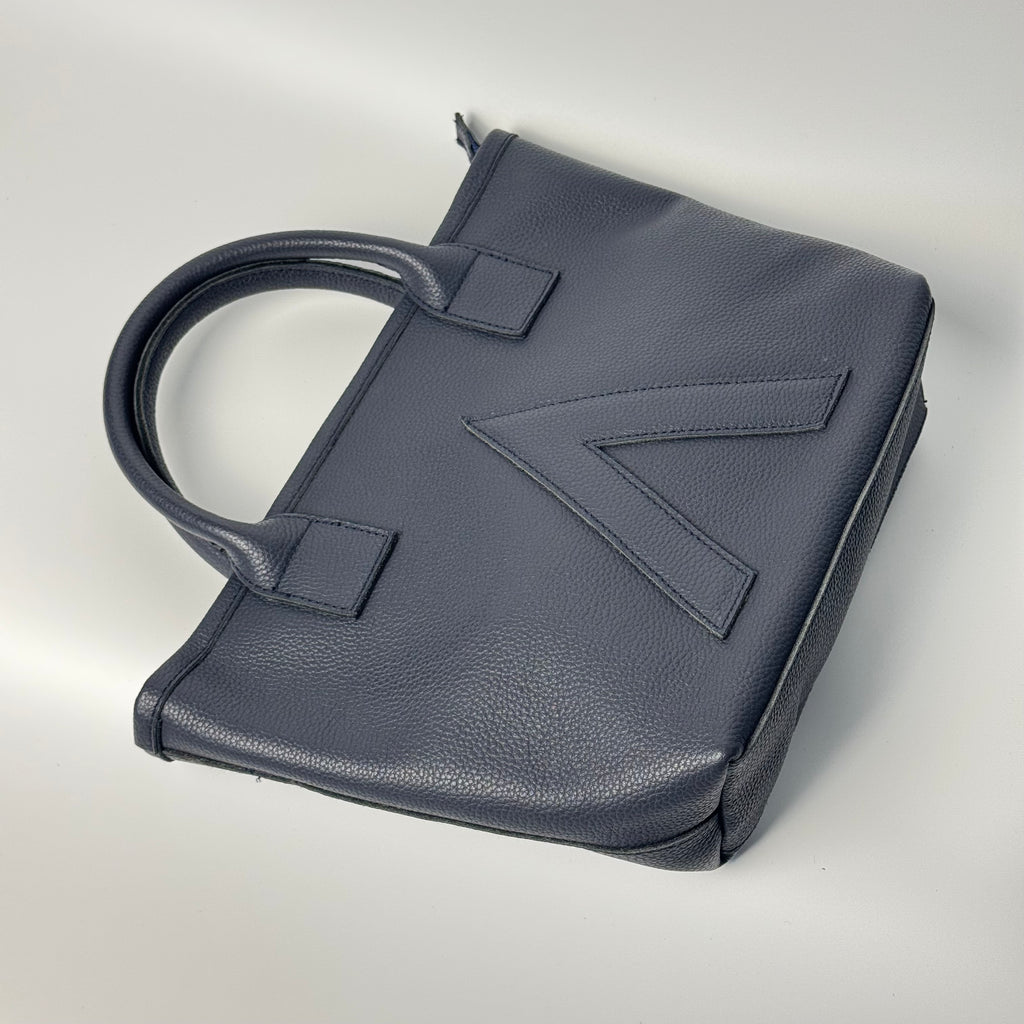 P-TOTE Full Grain Calf Leather (Petite Tote) in Navy