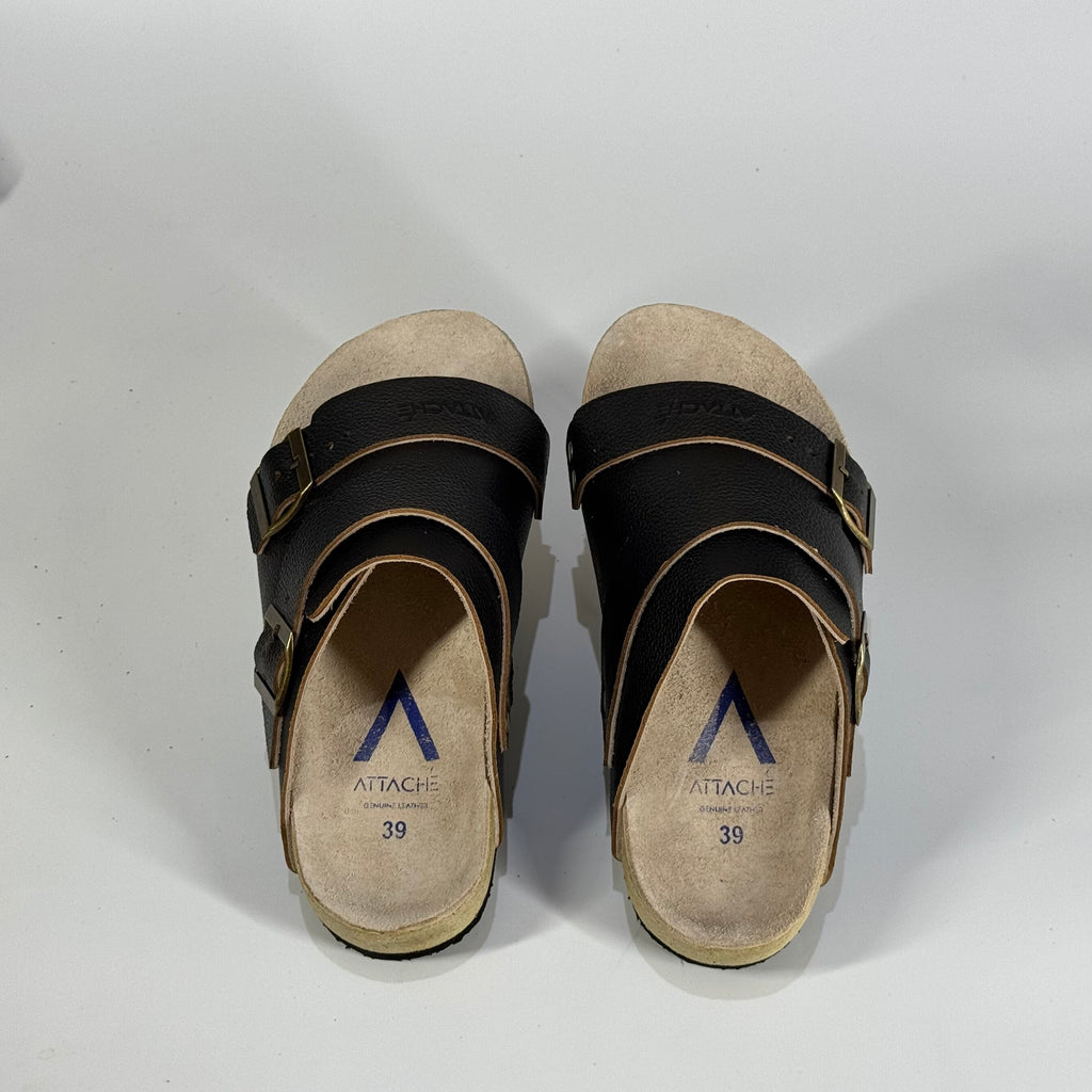 Passeo Double Buckle Genuine Leather Slip-on “Tumbled Black”