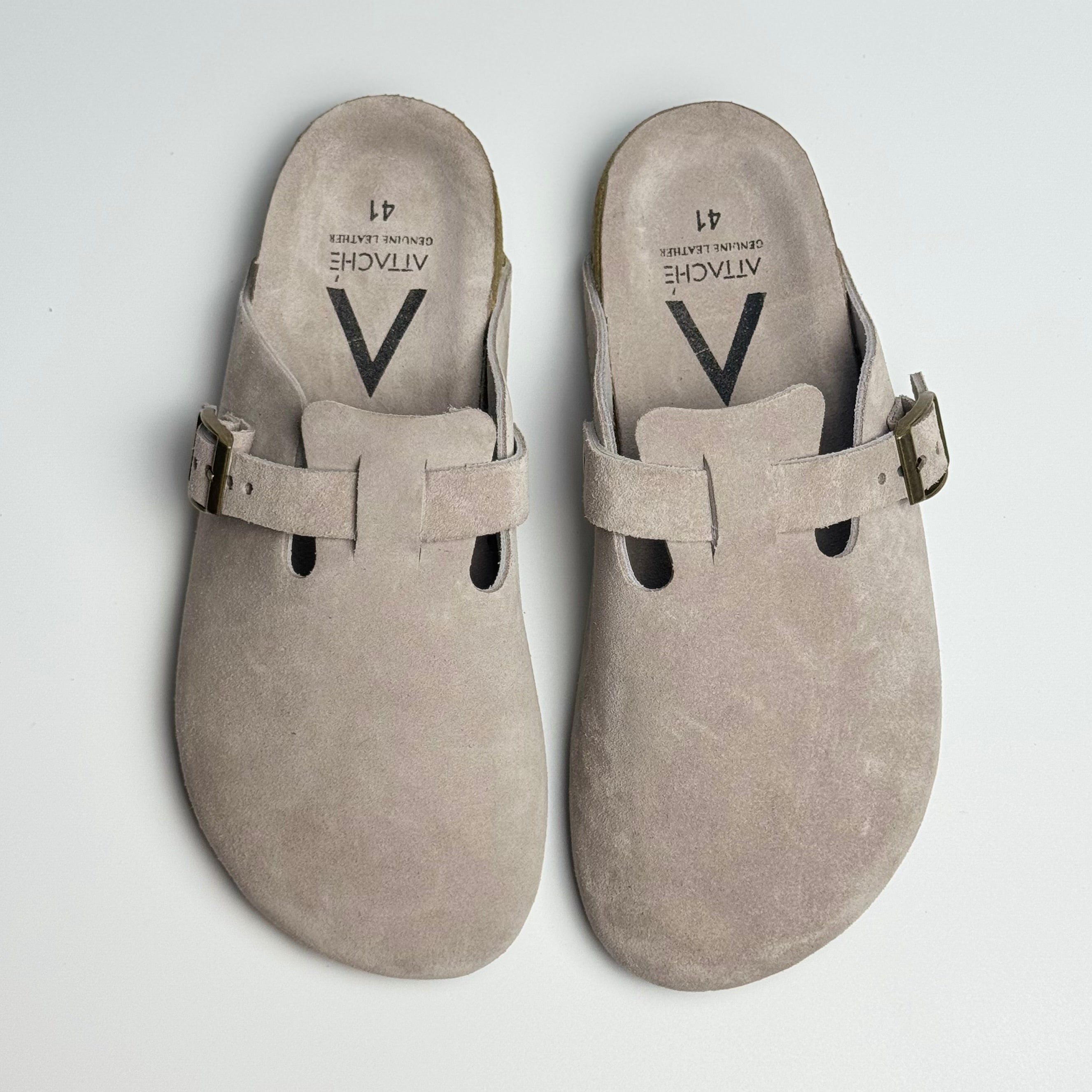 Clogs Genuine Leather Suede “Taupe”