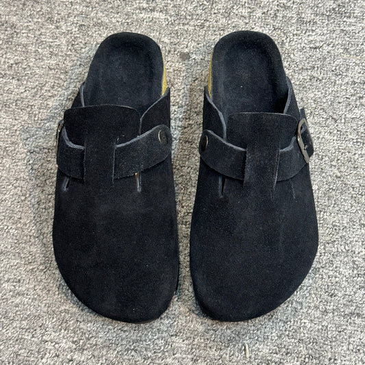 Clogs Premium Black Genuine Suede Leather