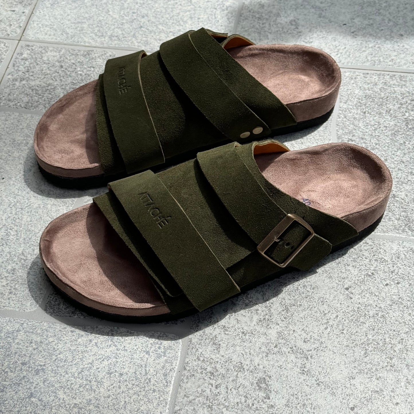 Mother's Day Sale: Passeo 2 Strap Olive Genuine Bovine Suede