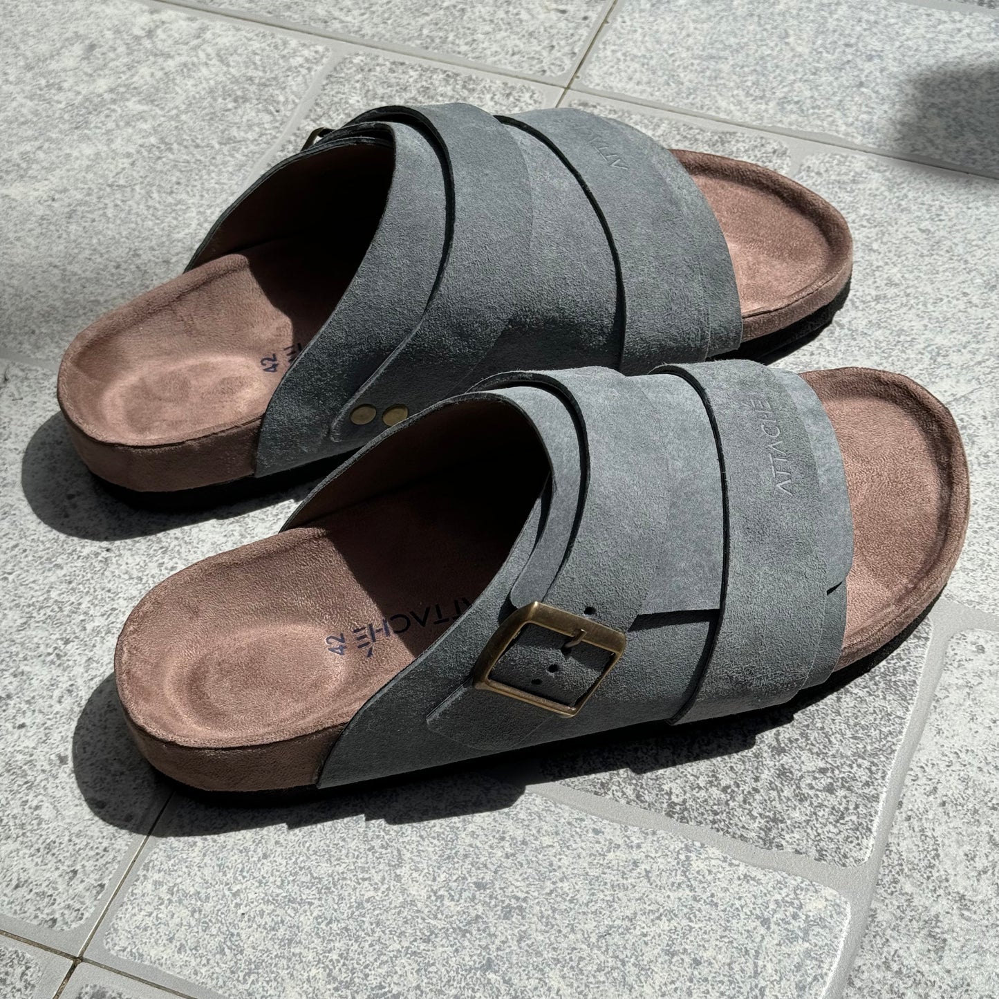 Mother's Day Sale: Passeo 2 Strap Blue Gray Genuine Bovine Suede