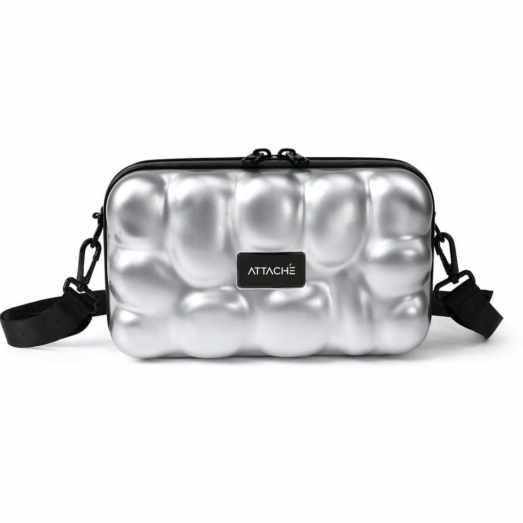 Silver Bubble Hardshell Mini Luggage Bag