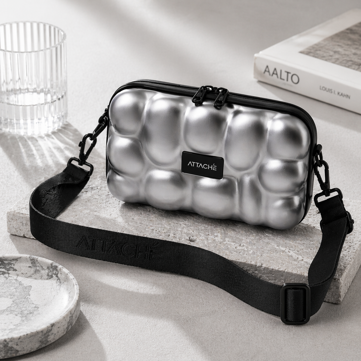 Silver Bubble Hardshell Mini Luggage Bag