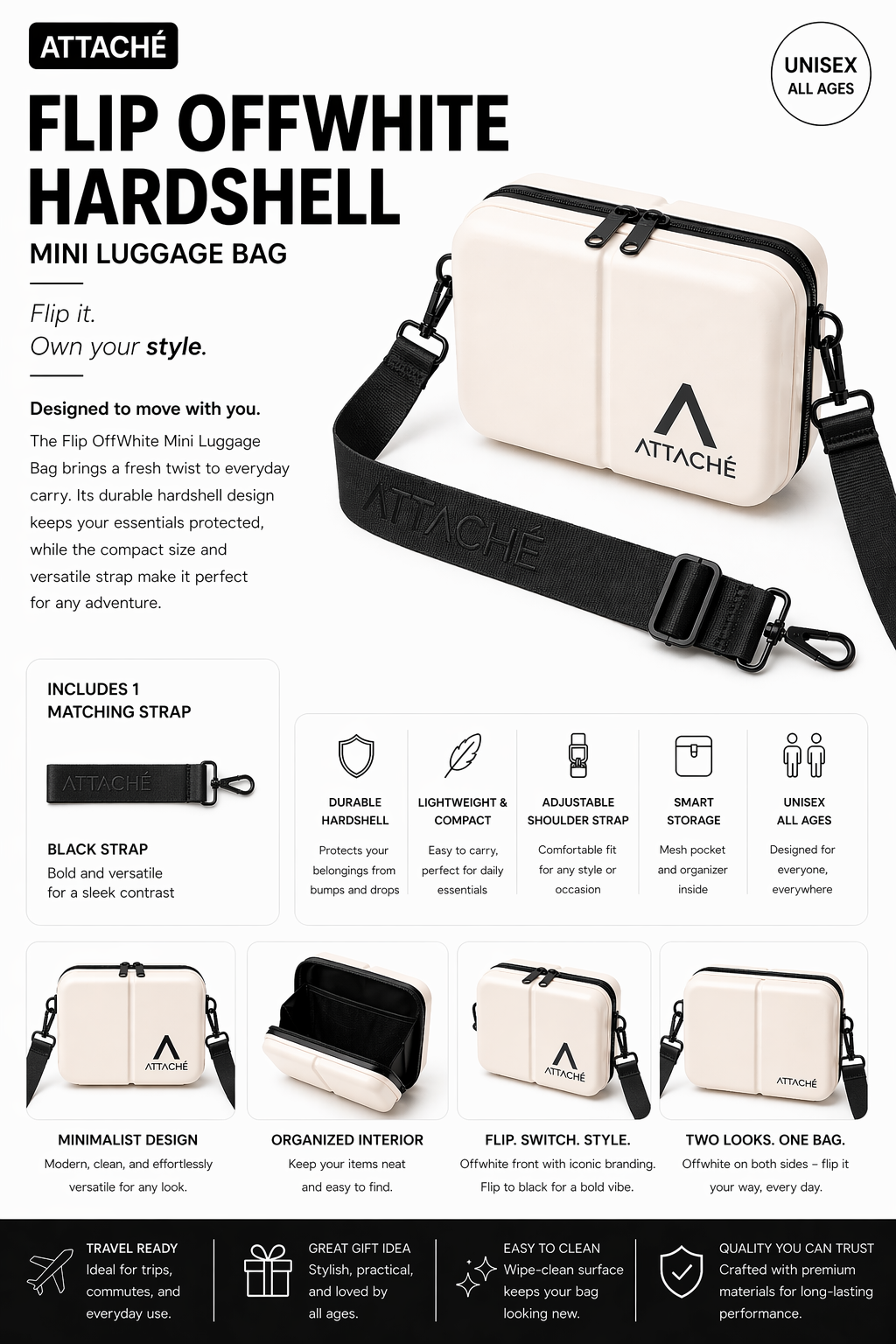 Flip OffWhite Hardshell Mini Luggage Bag