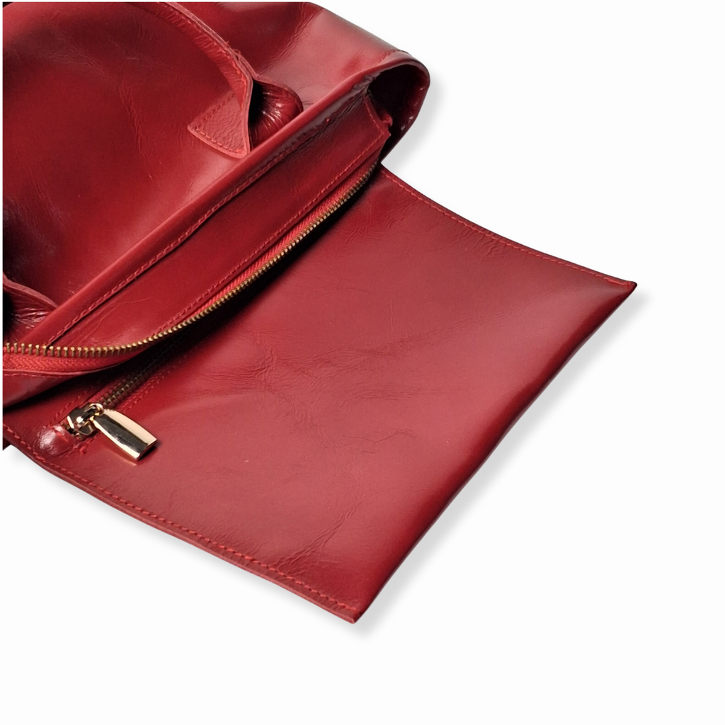 Crumpled Scarlet Limited Petite Tote Genuine Calf Leather