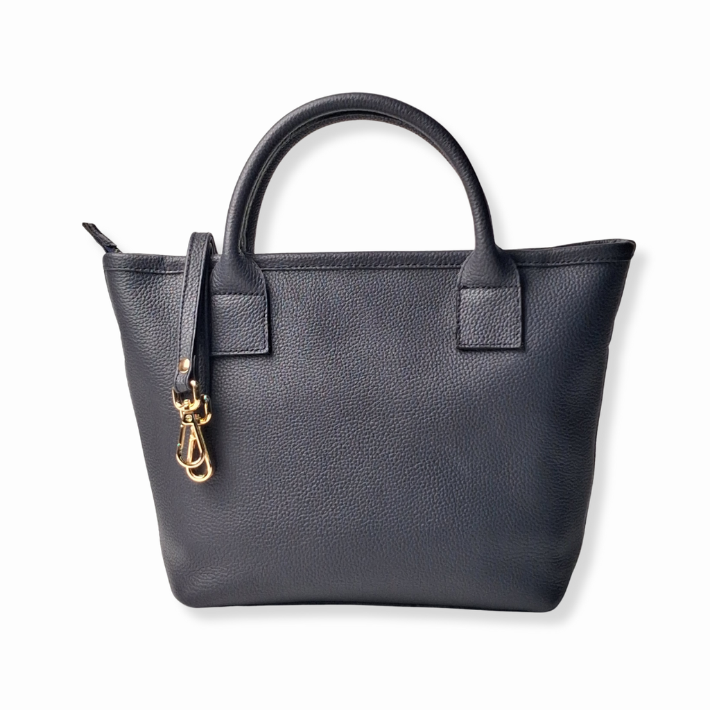 Navy Petite Tote Genuine Calf Leather
