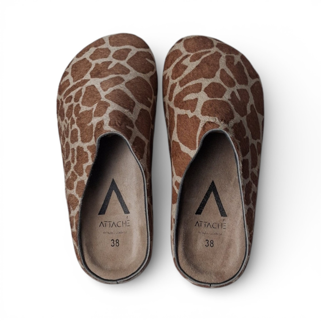Size 37, 38, 42 - Mule Giraffe Suede Leather