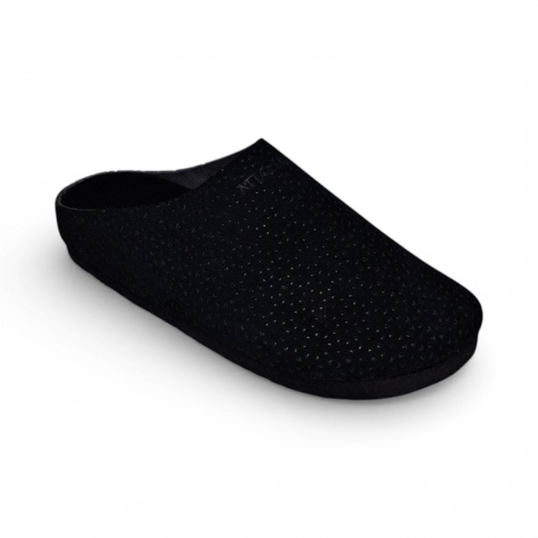 Mule Black Mesh Leather