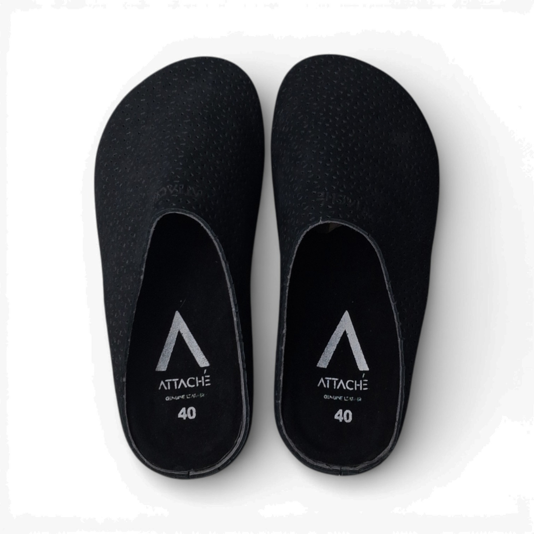 Mule Black Mesh Leather