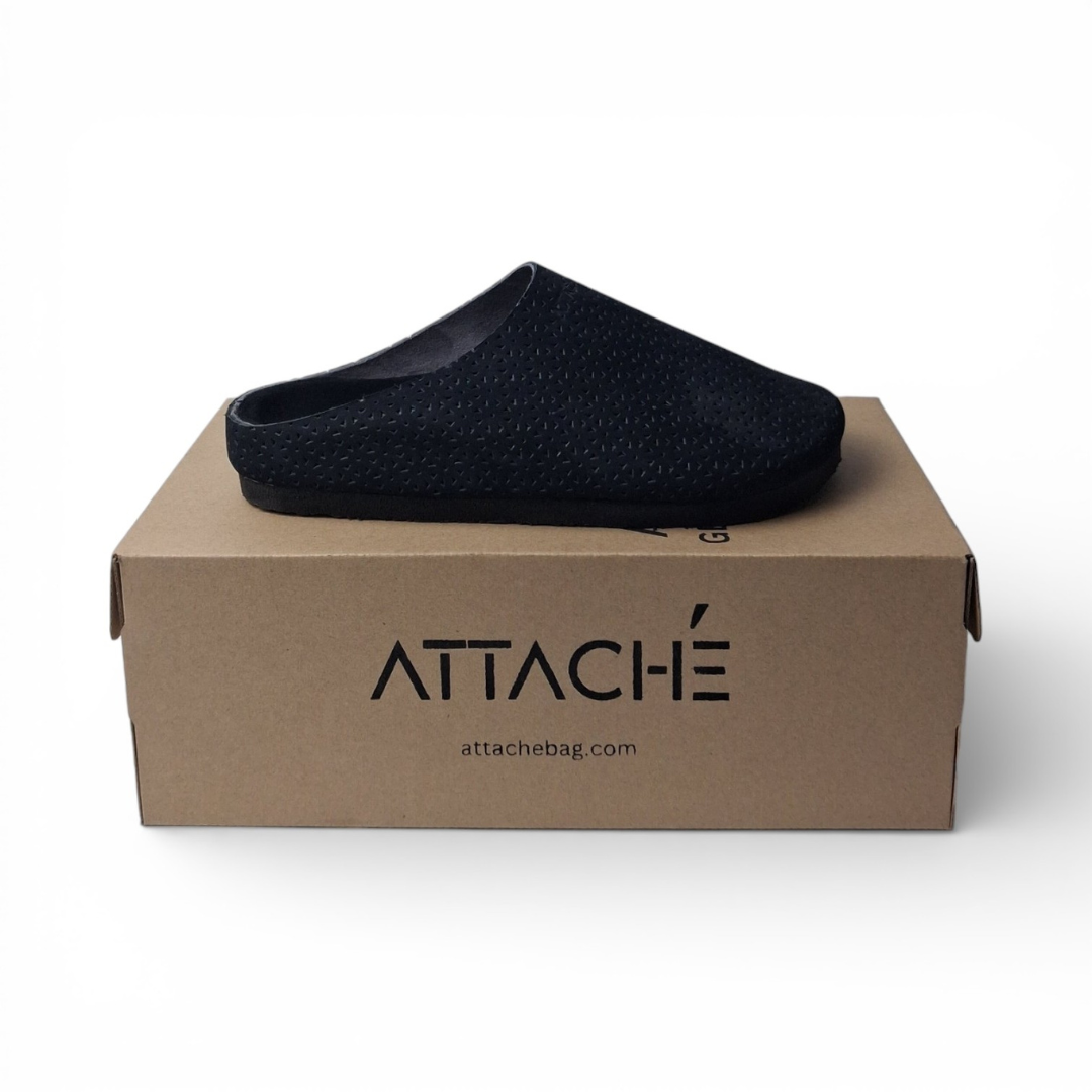 Mule Black Mesh Leather