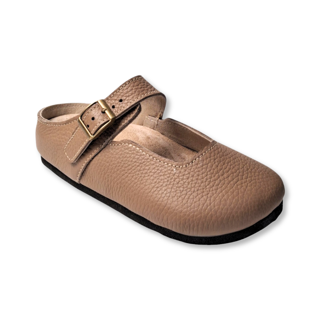 Merry Jane Clogs V1 Genuine Leather in Beige Full Grain