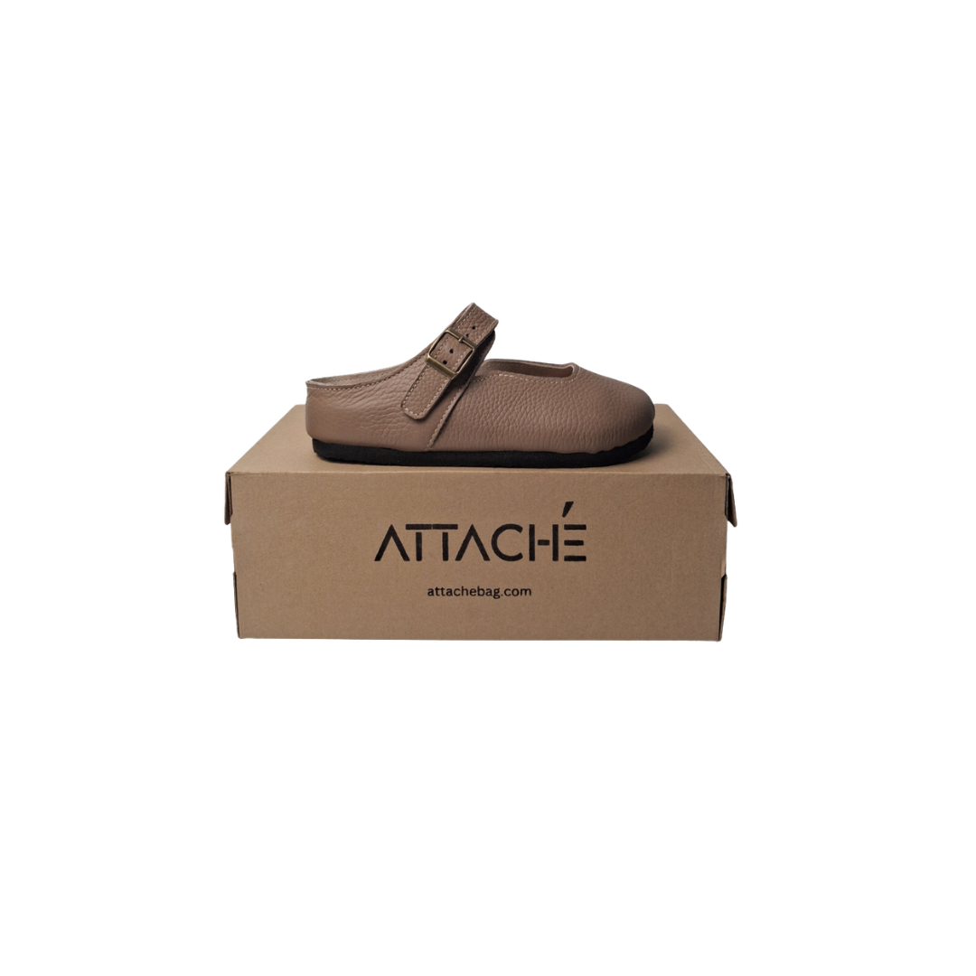 Merry Jane Clogs V1 Genuine Leather in Beige Full Grain