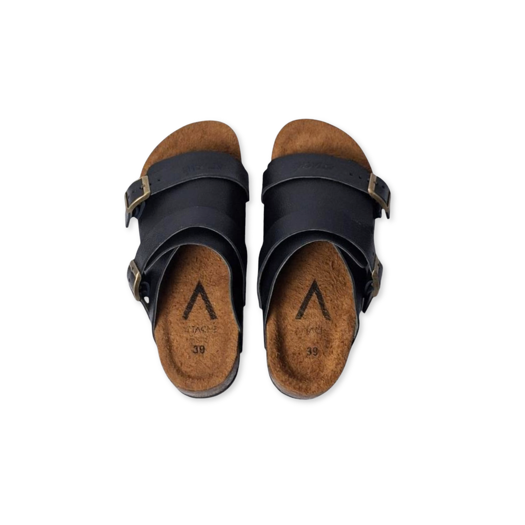 Passeo Double Buckle 2026 Black Grain Leather