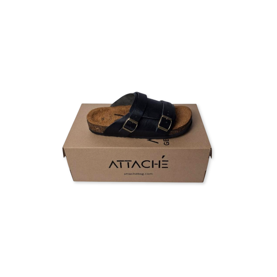 Passeo Double Buckle 2026 Black Grain Leather