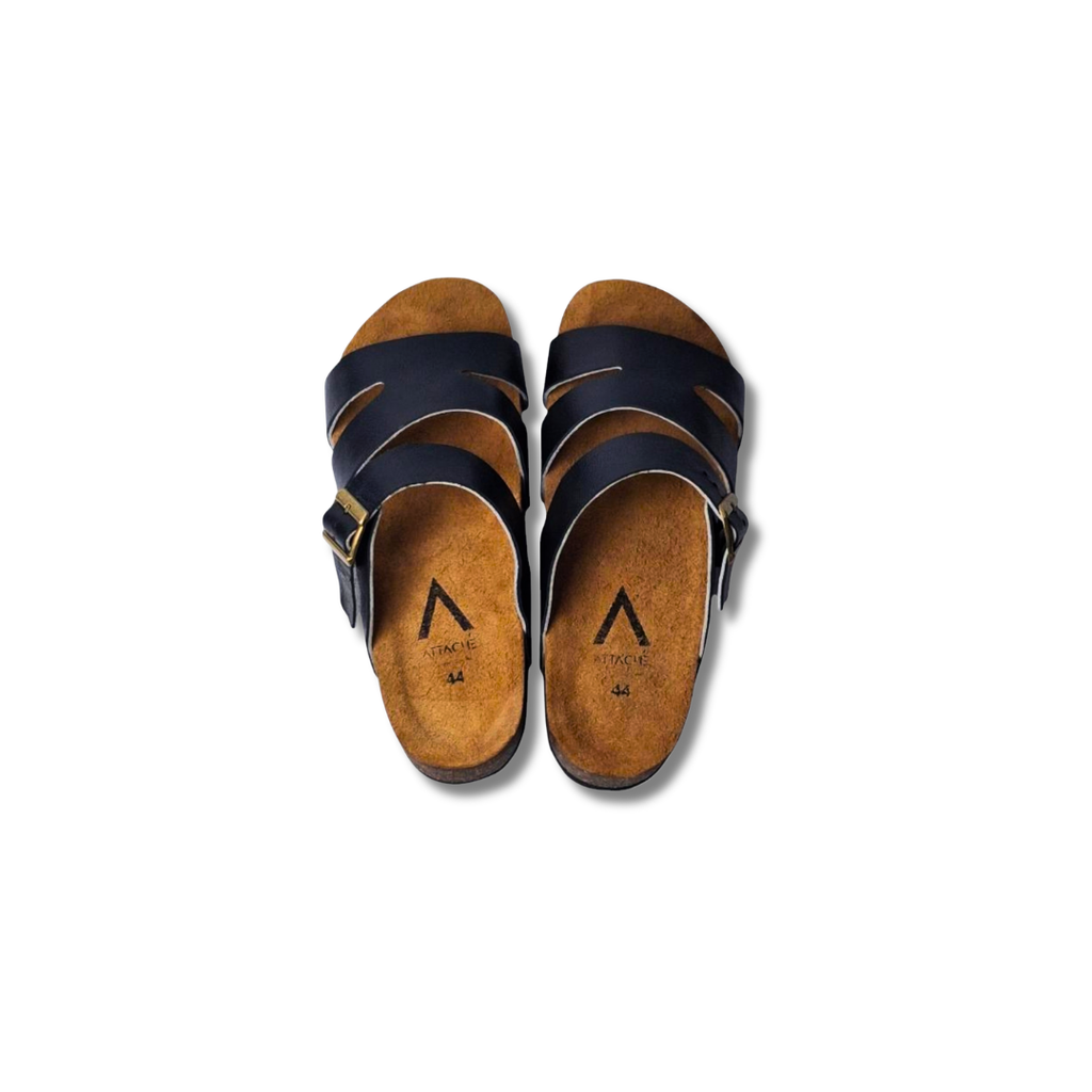 Soleae Black Grain Leather Slipon