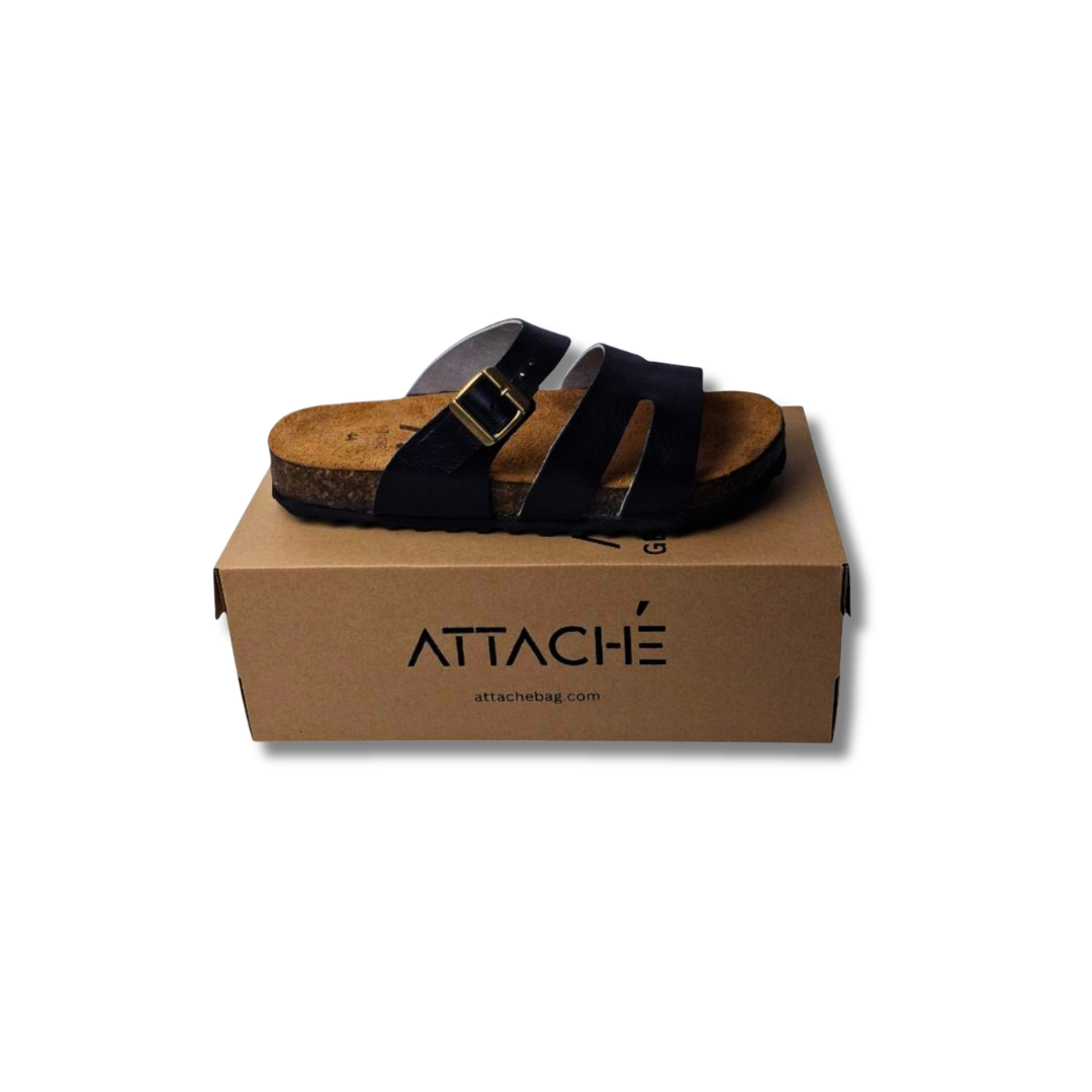 Soleae Black Grain Leather Slipon