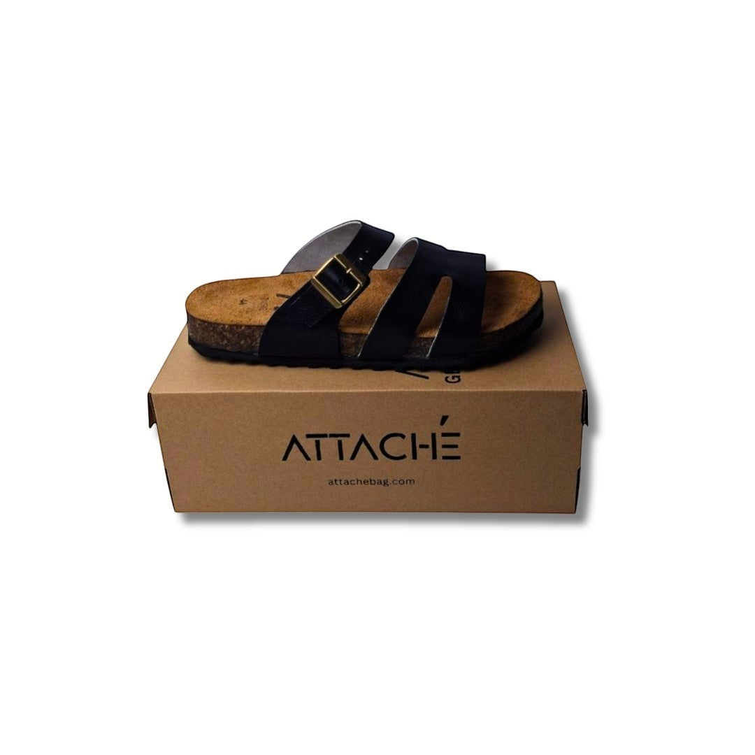 Soleae Black Grain Leather Slipon