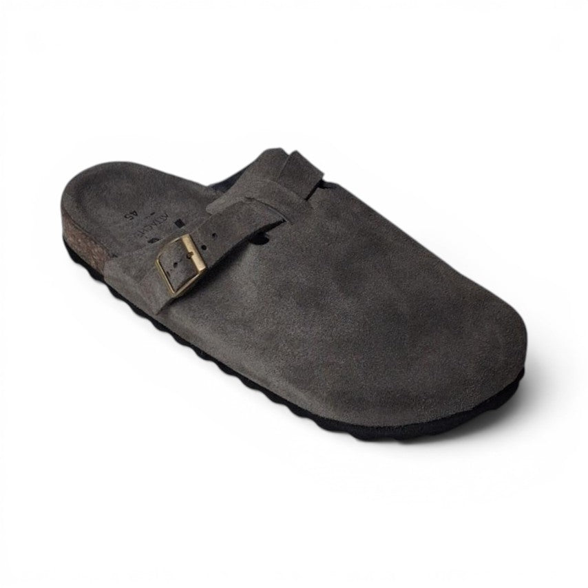 Clogs Smoke Gray Suede Leather