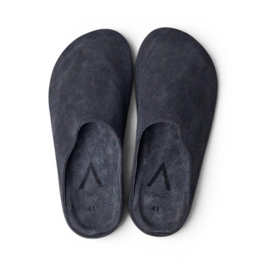 Mule Midnight Gray Suede Leather