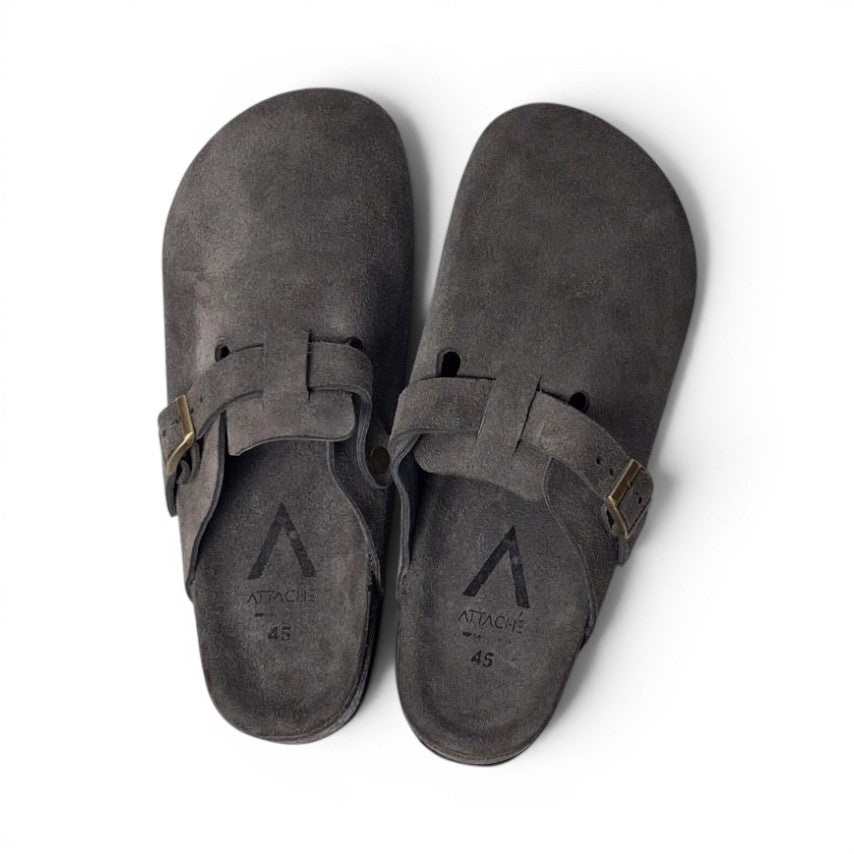 Clogs Smoke Gray Suede Leather