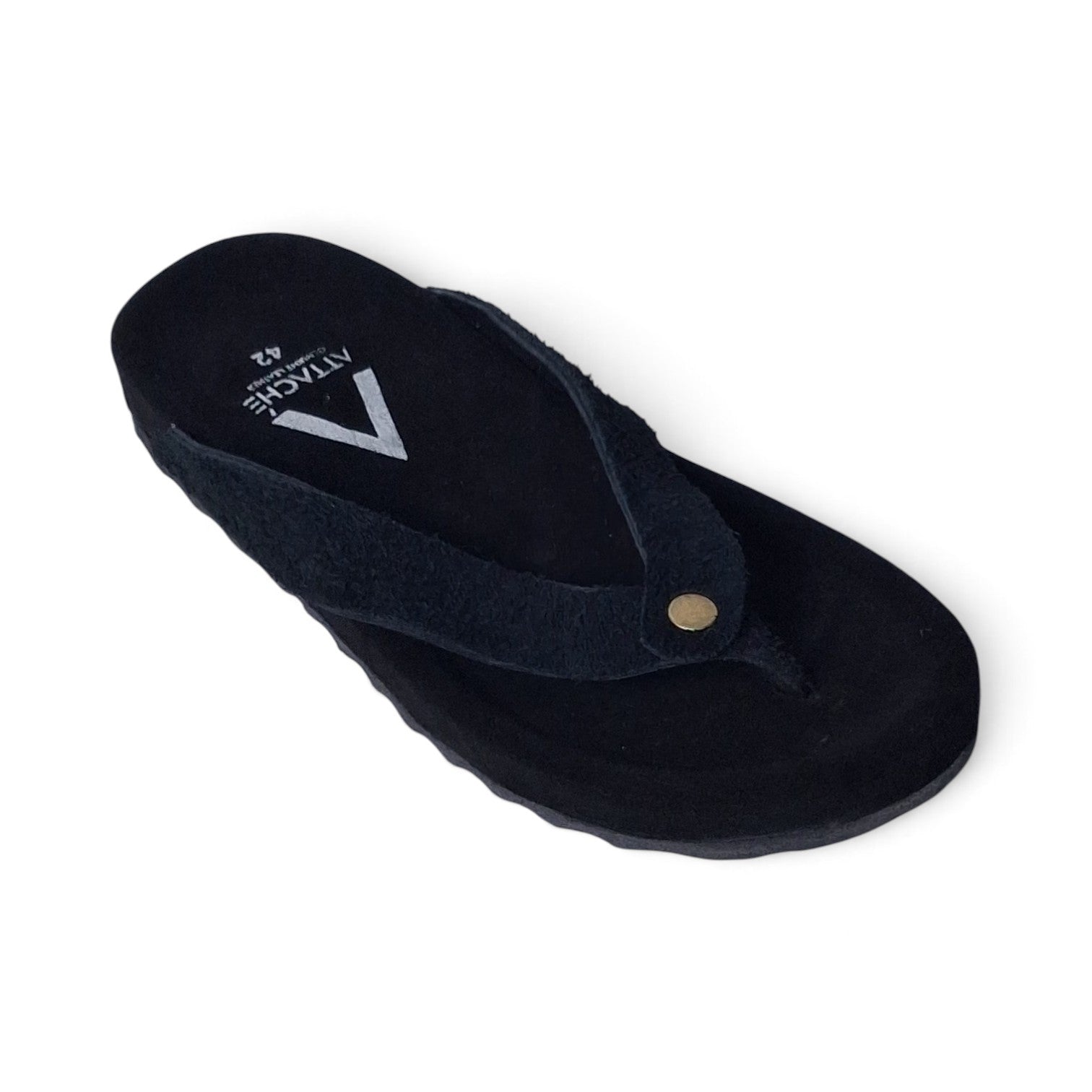 Solis Black Suede Leather Slippers