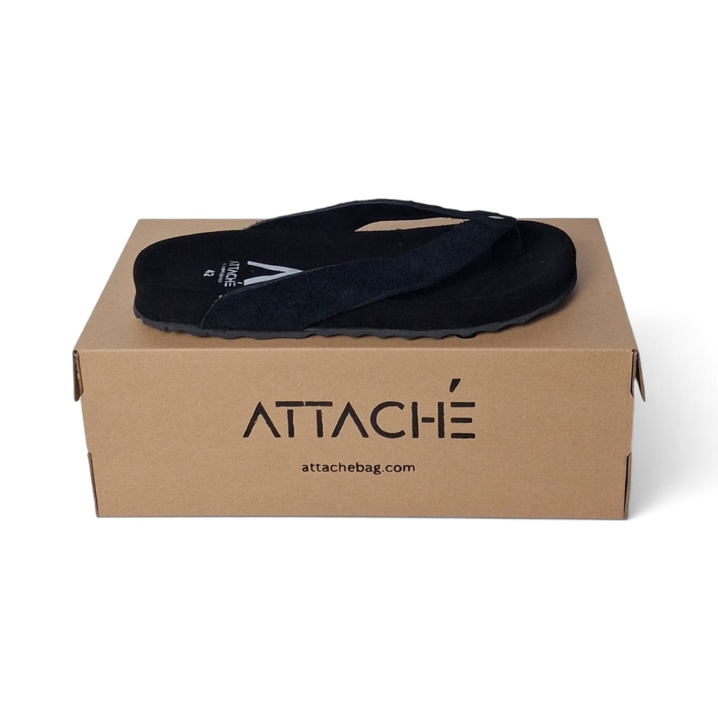 Solis Black Suede Leather Slippers